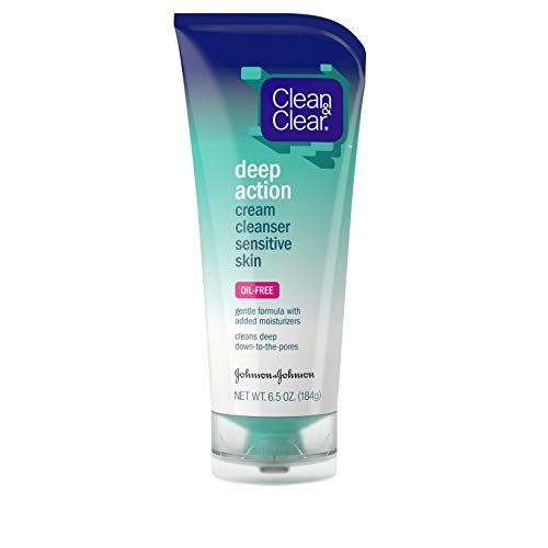 Clear & Clear Deep Action Cream Facial Cleanser for Sensitive Skin - Your Gentle Daily Face Wash, Oil-Free