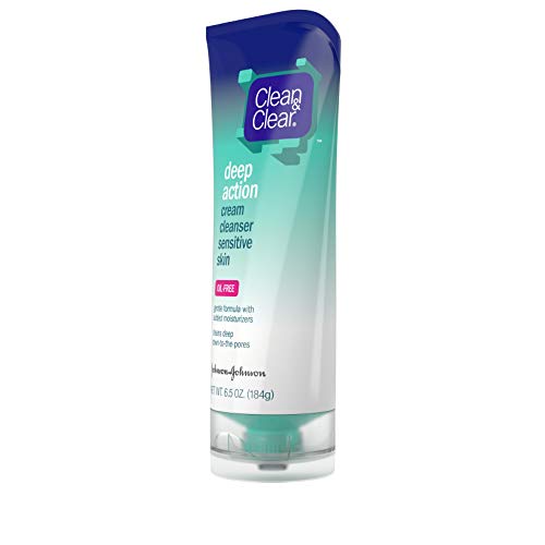Clear & Clear Deep Action Cream Facial Cleanser for Sensitive Skin - Your Gentle Daily Face Wash, Oil-Free