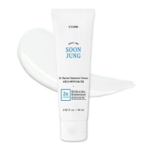 Hypoallergenic Facial Cream for Sensitive Skin - ETUDE HOUSE SoonJung 2x Barrier Intensive Cream (New Version) with Shea Butter, Panthenol, and Water-Oil Balance to Heal and Hydrate Damaged Skin, 60ml.