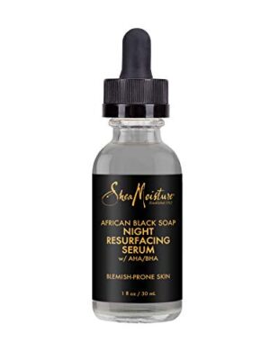 Achieve Smooth and Clear Skin with SheaMoisture's Overnight Resurfacing Serum for Blemish-Prone Skin, Infused with African Black Soap and Shea Butter (1oz) .