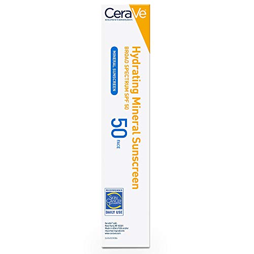CeraVe 100% Mineral Sunscreen SPF 50 - Gentle Face Sunscreen for Delicate Skin, 2.5 oz