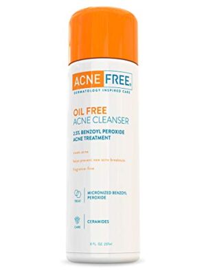 Acne-Free Oil-Free Acne Cleanser - 2.5% Benzoyl Peroxide and Glycolic Acid Formula for Preventing and Treating Breakouts - 8 oz.