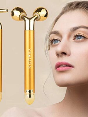2 in 1 Face Massager Roller 24k Facial Golden Pulse Electric