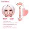 Skincare Routine with TOPMIN Rose Quartz Facial Roller and Gua Sha Set - Natural Beauty Enhancement