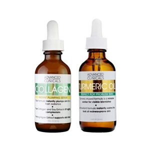 Advanced Clinicals Collagen Serum and Turmeric Oil Skin Care Set.