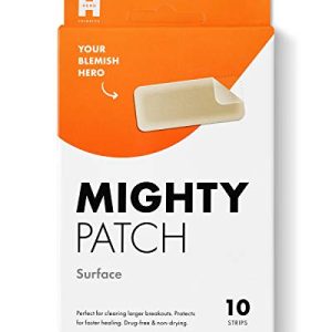 Mighty Patch Surface: Giant Pimple and Acne Spot Treatment with Hydrocolloid Technology - 10 Count for Body and Cheek Breakouts - Vegan and Cruelty-Free.