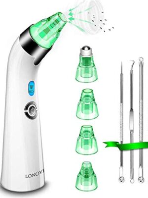 Upgraded Blackhead Remover Pore Vacuum Cleaner by LONOVE - Rechargeable Facial Vacuum Comedone Extractor Tool for Blackhead, Whitehead and Acne Removal, with 5 Adjustable Suction Power and 4 Probes.