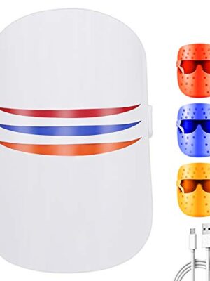 Led Face Mask Light Therapy, ALINETEFF 3 Colors Light Therapy