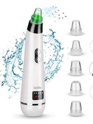 Gentle & Effective Blackhead Remover Vacuum: Exfoliate and Clear Pores with 5 Adjustable Suction Levels & 5 Probes - LED USB Rechargeable
