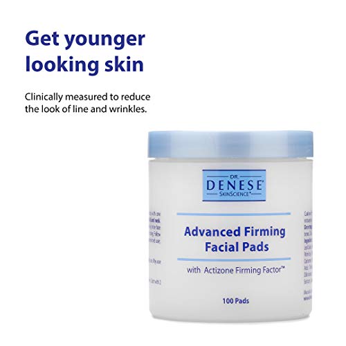 Dr. Denese SkinScience Advanced Firming Facial Pads - Unveil Radiant Skin with Glycolic Acid, Peptides & Aloe Vera - 100 Count