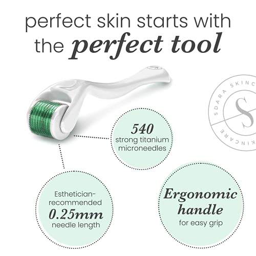 Sdara Skincare Derma Roller For Face w/ 540 Titanium Micro Needles