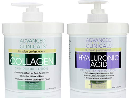 Advanced Clinicals Collagen Cream, Hyaluronic Acid Cream Set.