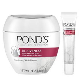 Pond's Anti-Aging Skincare Set - Rejuveness Eye Wrinkle Cream and Anti-Wrinkle Face Moisturizer with Vitamin B3 and Retinol, Pack of 2.