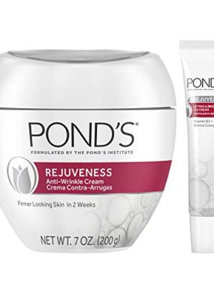 Pond's Anti-Aging Skincare Set - Rejuveness Eye Wrinkle Cream and Anti-Wrinkle Face Moisturizer with Vitamin B3 and Retinol, Pack of 2.