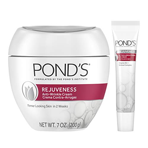 Pond's Anti-Aging Skincare Set - Rejuveness Eye Wrinkle Cream and Anti-Wrinkle Face Moisturizer with Vitamin B3 and Retinol, Pack of 2.