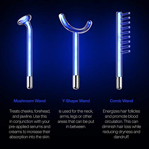 Portable High Frequency Skin Treatment Wand with 6 Fusion Neon