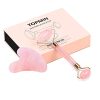 TOPMIN Rose Quartz Facial Roller and Gua Sha Set