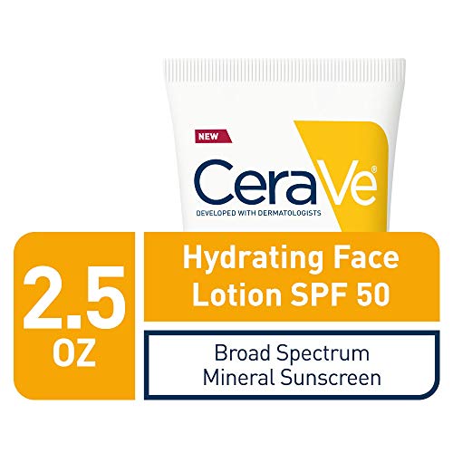 CeraVe 100% Mineral Sunscreen SPF 50 - Gentle Face Sunscreen for Delicate Skin, 2.5 oz