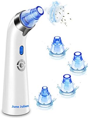 The June Julien Blackhead Remover Vacuum is a facial pore cleaner that utilizes electrical suction technology to effectively remove blackheads and comedones.