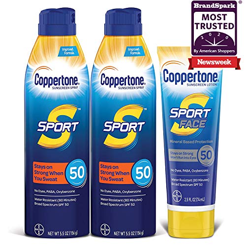 Coppertone SPORT SPF 50 Sunscreen Spray + SPORT Face SPF 50