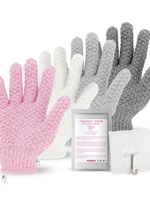 DOCFLY Dual Texture Exfoliating Gloves with Scrub