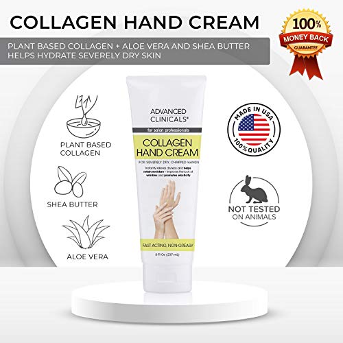 Advanced Clinicals Plant Collagen Hand Cream for Dry Cracked Hands.