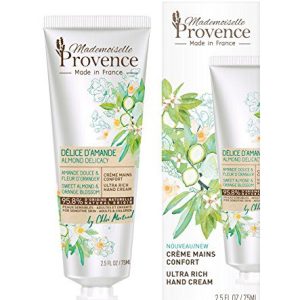 Experience the Richness of Mademoiselle Provence Natural Almond Hand Cream with Orange Blossom Extracts - A Dermatologist-Tested, Vegan Moisturizing Lotion for Dry and Sensitive Skin (2.5 fl oz).