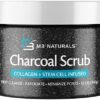 M3 Naturals Charcoal Body Scrub Infused Collagen, Stem Cell