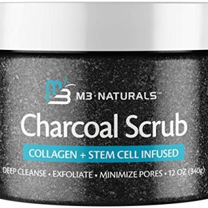 M3 Naturals Charcoal Body Scrub Infused Collagen, Stem Cell