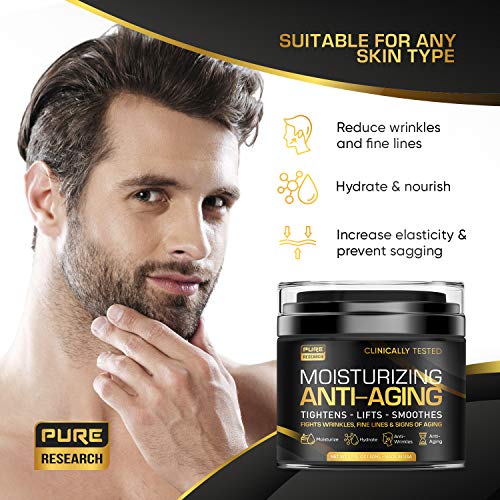 Males's Anti-Aging Face Cream - Collagen, Retinol & Hyaluronic Acid Moisturizer - USA-Made Day/Night Cream - 1.7 oz