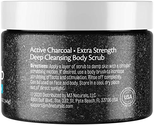 M3 Naturals Charcoal Body Scrub Infused Collagen, Stem Cell
