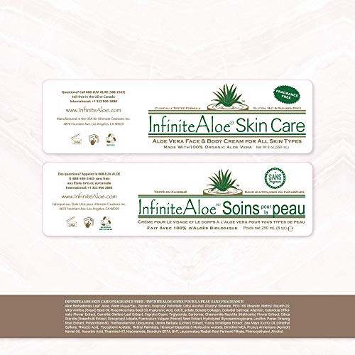 Complete Skin Care Set - Natural Aloe Face and Body Cream, Moisturizer for Dry Skin with Collagen, Peptides, Hyaluronic Acid, Green Tea, Rosehip Oil, and More - Fragrance-Free (2) 8oz + (2) 0.5oz