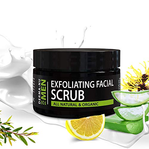 Exfoliating Mens Natural face scrub - Organic for Sensitive Facial Skin