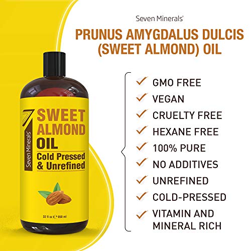 Pure Cold Pressed Sweet Almond Oil - Big 32 fl oz Bottle