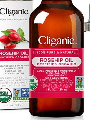Cliganic USDA Organic Rosehip Seed Oil for Face