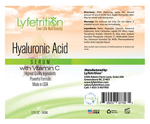 Lyfetrition – 12 oz large bottle - Hyaluronic Acid Serum