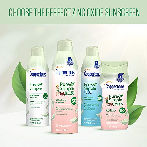 Coppertone Pure and Easy SPF 50 Baby Mineral Sunscreen Spray – Hypoallergenic UVA UVB Protection with Nourishing Botanicals