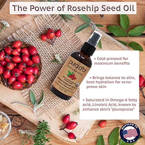 PURA D'OR Organic Rosehip Seed Oil (4oz / 118mL)