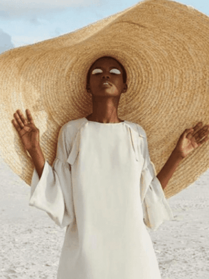 Women's Fashionable Large Sun Hat for Beach UV Protection - Foldable Straw Cover Oversized Collapsible Sun Shade