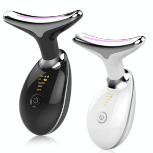A compact EMS neck massager with 7-color LED therapy, ideal for skin lifting, deep pore cleansing, and wrinkle reduction.