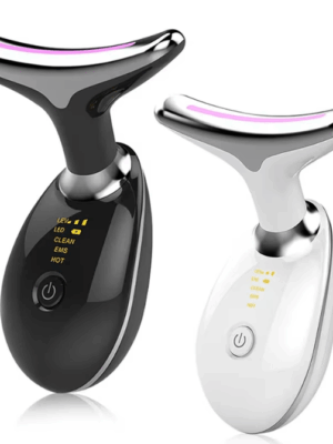 A compact EMS neck massager with 7-color LED therapy, ideal for skin lifting, deep pore cleansing, and wrinkle reduction.