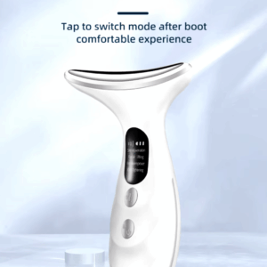 Compact facial massager with microcurrent RF for lifting and anti-wrinkle effects, perfect for home and travel.