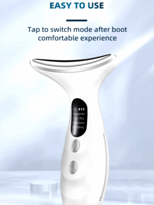 Compact facial massager with microcurrent RF for lifting and anti-wrinkle effects, perfect for home and travel.