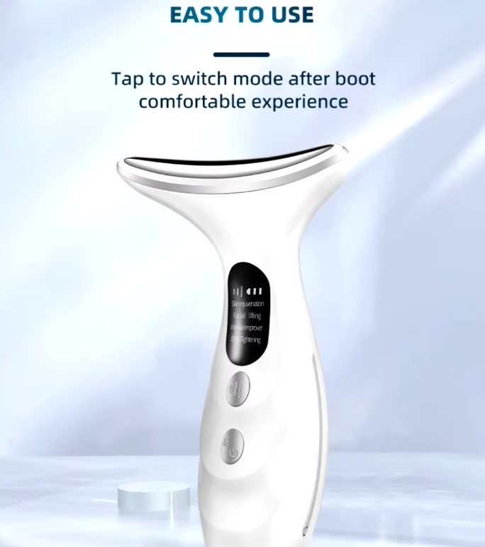 Compact facial massager with microcurrent RF for lifting and anti-wrinkle effects, perfect for home and travel.