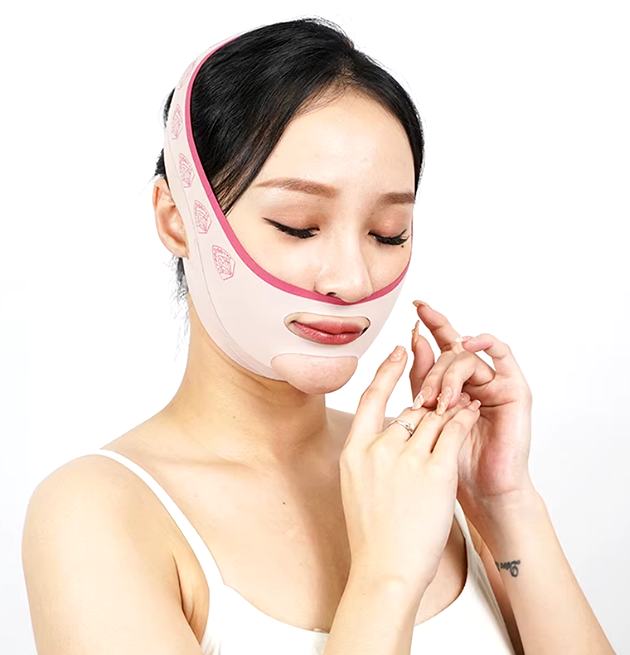 Comfortable and effective V-face lifting bandage for daily facial contouring. 