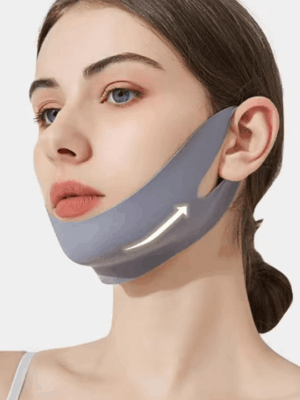 Comfortable V-face lifting sleep mask for overnight facial shaping. 